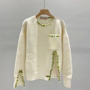 MARNIround collar hook edge worn knitted sweater